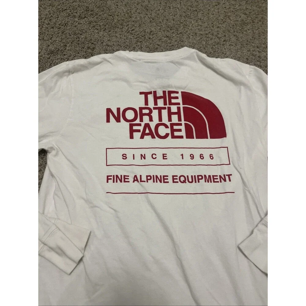 The North Face Fine Alpine Equipment Graphic T-shirt Men Red Long Sleeve Small